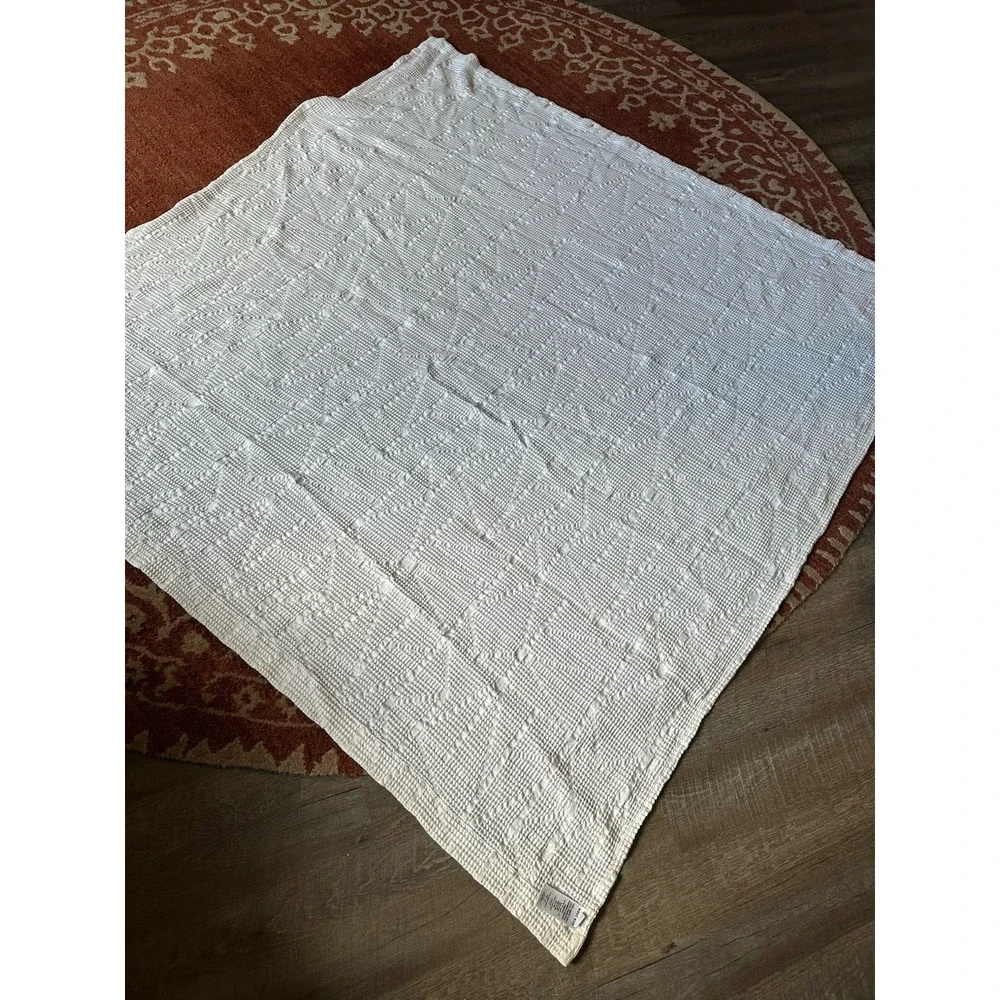 West Elm White Textured Curtain‎ Organic Cotton 72 X 74